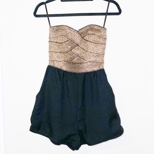 Wow Couture Black and Gold Romper